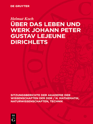 cover image of Über das Leben und Werk Johann Peter Gustav Lejeune Dirichlets